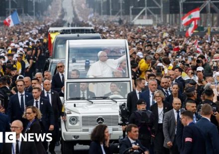 Huge crowds greet Pope in Paris before open-air mass - BBC News Africa