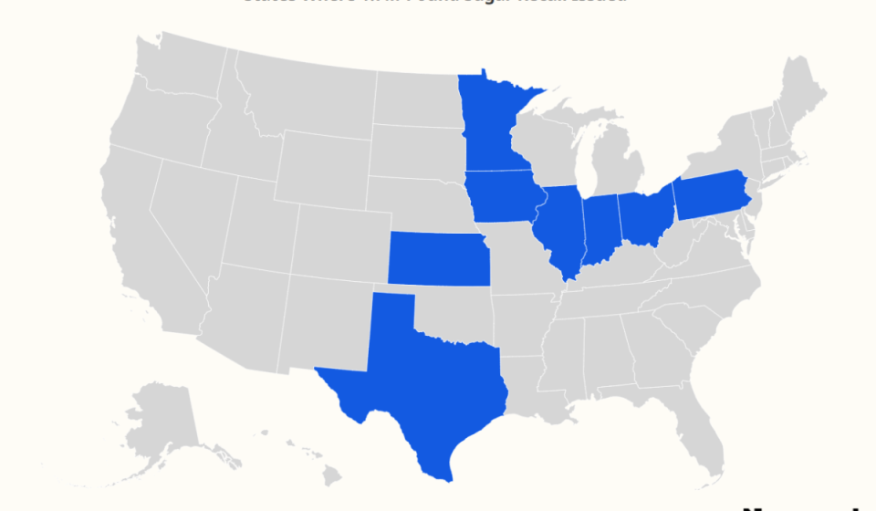 Map shows states hit by 1.7 million pound sugar recall as FDA sets risk level