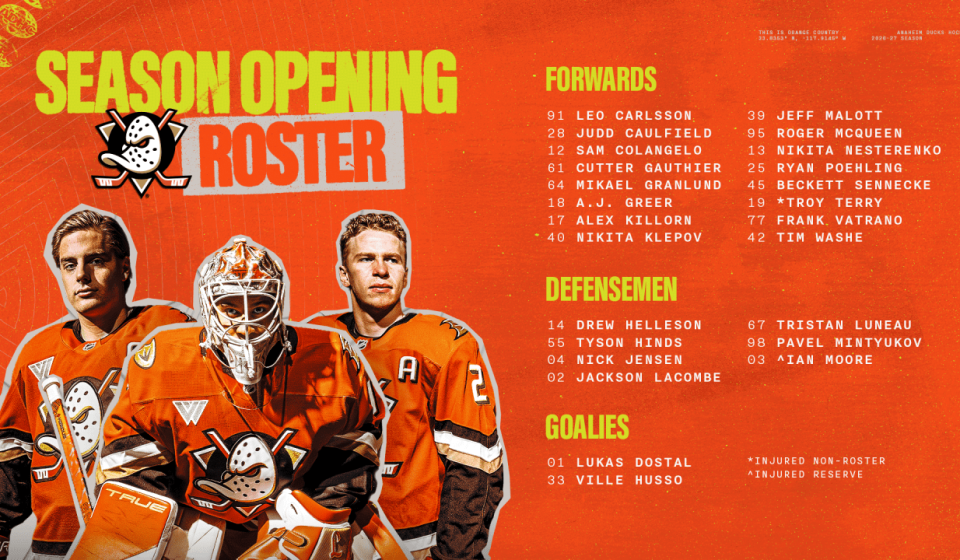 Ducks announce 2026-27 season opening roster