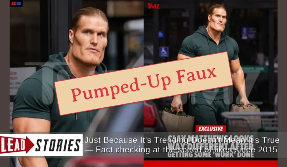 Fact Check: Photos Show Clay Matthews In Makeup And Prosthetics With Prominent Muscles And Jawline -- It Is A Caesars Sportsbook Ad Campaign