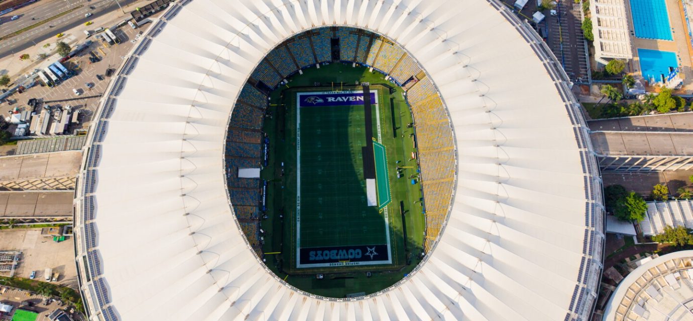 Close-up images of the Maracanã Stadium field, one day before Ravens-Cowboys
