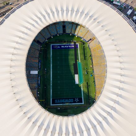 Close-up images of the Maracanã Stadium field, one day before Ravens-Cowboys