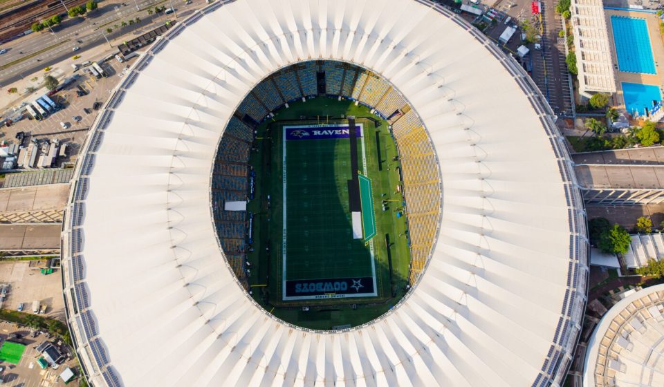Close-up images of the Maracanã Stadium field, one day before Ravens-Cowboys