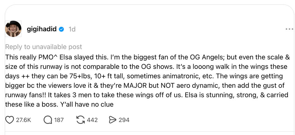 Gigi Hadid defends Elsa Hosk’s Victoria’s Secret fashion show Gigi Hadid defends Elsa Hosk's Victoria's Secret fashion show