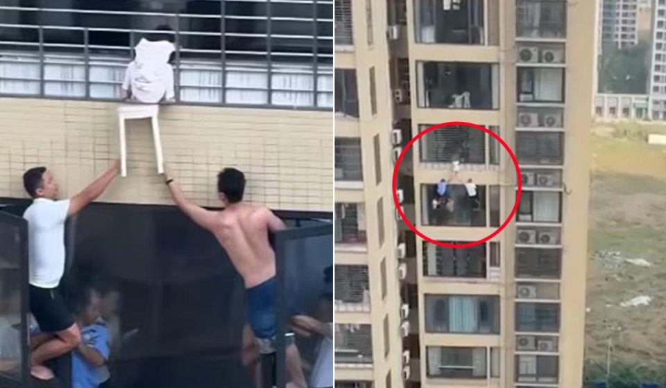 Neighbors rush to save child hanging from 12th floor window