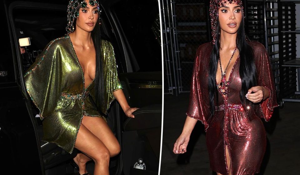 Kim Kardashian wears two Paco Rabanne chainmail dresses for her birthday