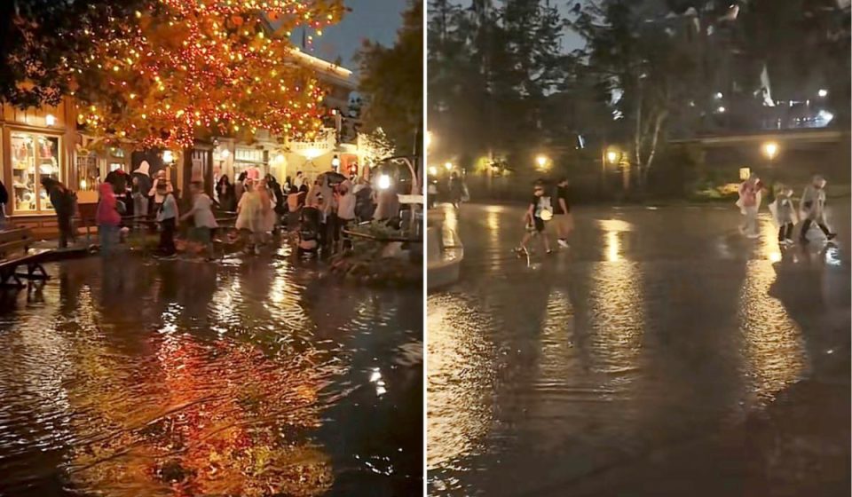 Disneyland flooded by sudden downpour as rides closed and fireworks canceled