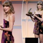 Taylor Swift wears a Raisa Vanessa velvet dress to the 2026 Nashville Songwriters Hall of Fame Gala
