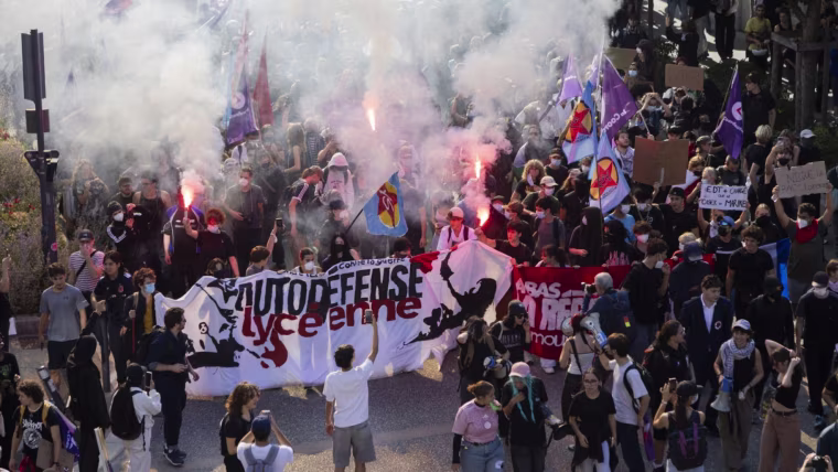 Greta Thunberg joins French teenagers in another day of school protests