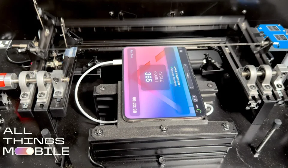 The iPhone Duo is now in our custom foldable phone testing machine. Will it beat the Galaxy Z Fold 8?