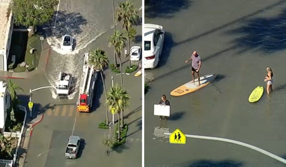 Newport Beach declares local emergency after high tide from Tropical Storm Rachel floods streets
