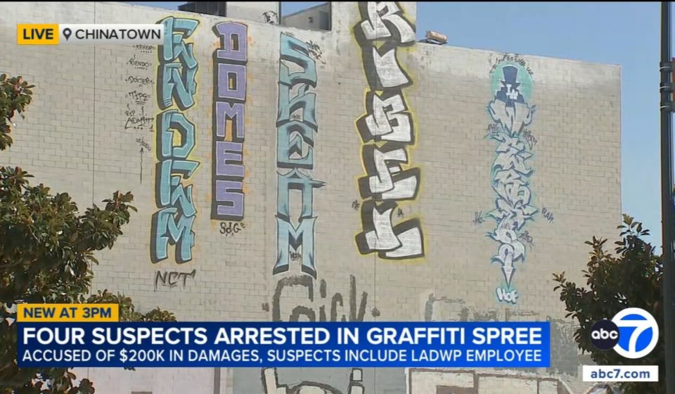 LADWP employee among 4 suspects accused of causing $200,000 in graffiti damage