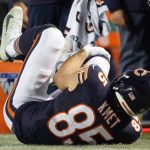Chicago Bears tight end Cole Kmet out for the season after injuring his knee against the New England Patriots; fans react to loss