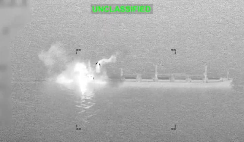 Iran sets supertanker on fire after US lifts ship blockade