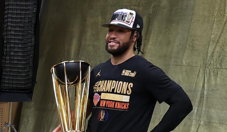 Knicks NBA Cup banner unveiled at MSG pictured ahead of ceremony celebrating 2026 championship
