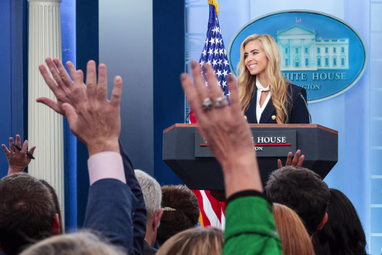 Trump's new White House press secretary, Katie Zacharia, keeps her first briefing short
