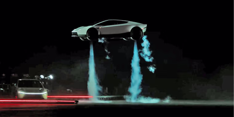 Elon Musk shows off 'flying' Tesla Roadster after years of delay