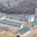 Nepal: Buildings swept away by flash floods on the Budhi Gandaki River