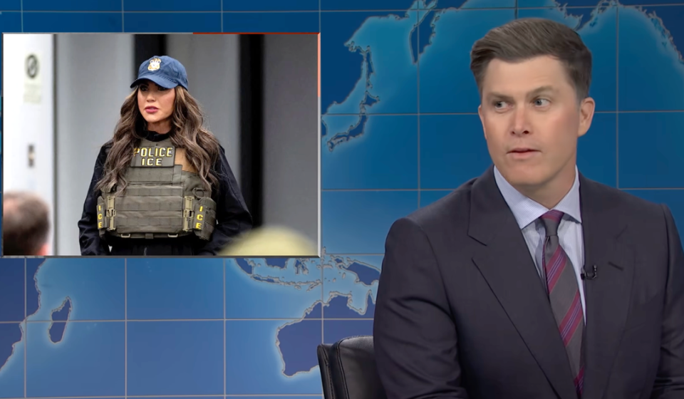 Colin Jost Makes 'Weekend Update' Crowd Groan With Kristi Noem Divorce Joke