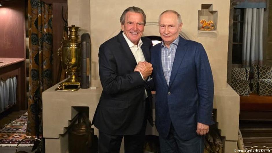 Former German Chancellor Schröder attends Putin's birthday party