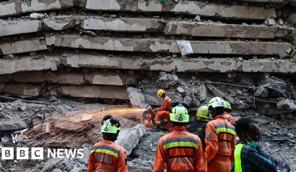 Seven missing after tall building collapses in Kenyan capital - BBC News Africa