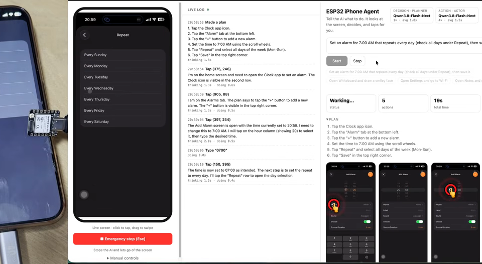 AI controls iPhone via ESP32