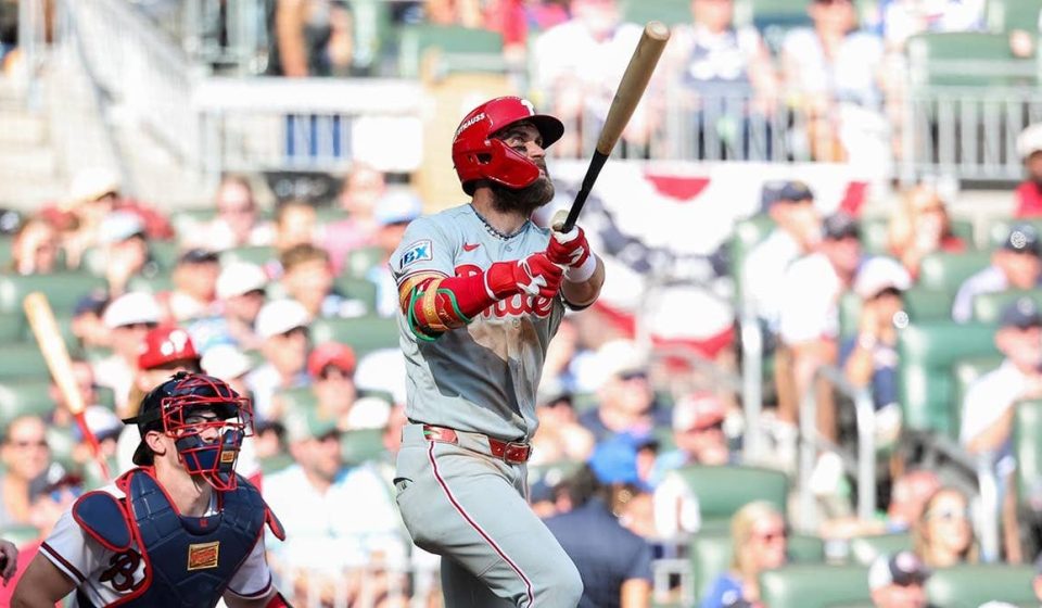 Phillies force Game 3 as Kyle Schwarber, Bryce Harper take turns and Alec Bohm hits 10th against the Braves