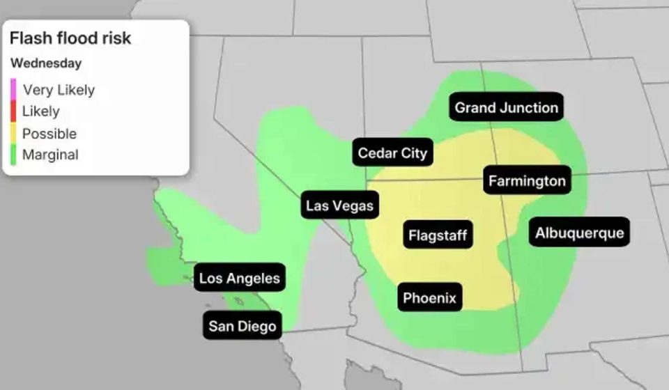 Trudy's Moisture Will Trigger Flood Risk Across Southwest U.S.