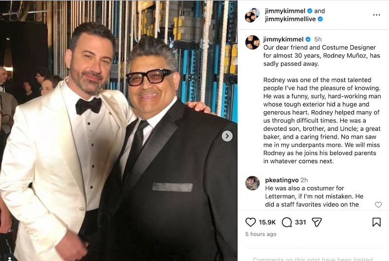 Jimmy Kimmel mourns the death of his beloved colleague of 30 years