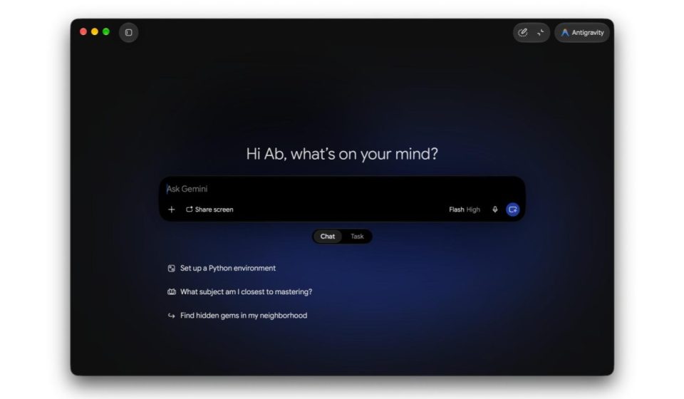 Google Antigravity is now integrated into the Gemini app for macOS