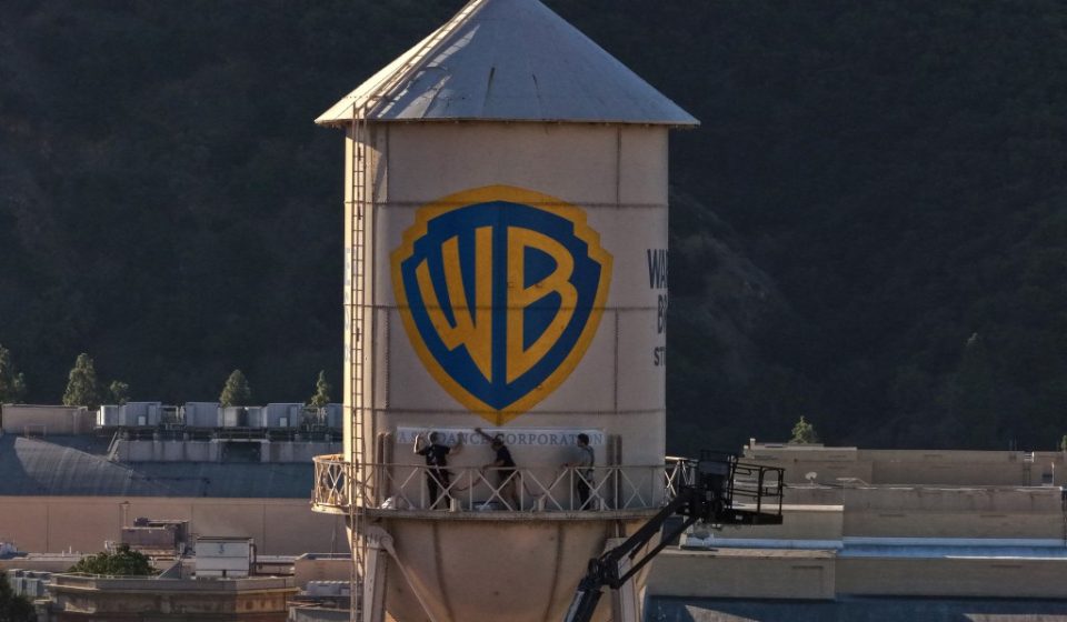 Warner Bros. Water Tower repainted to add “A Skydance Corporation”