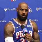 James was playing in the 76ers' open scrimmage