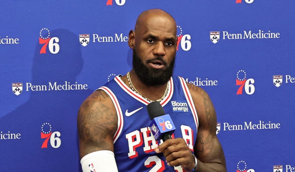 James was playing in the 76ers' open scrimmage