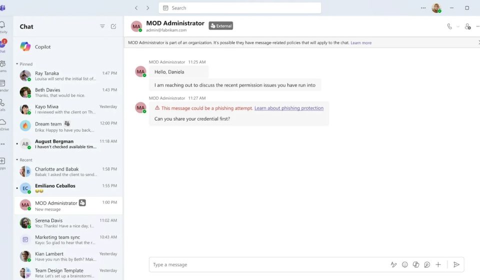 Microsoft Teams will use AI to detect phishing attacks using Teams conversations