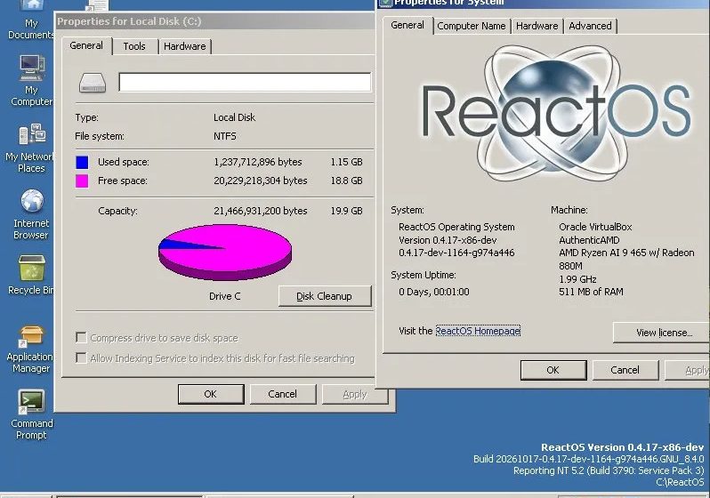 ReactOS hits major milestone with support for NTFS installation