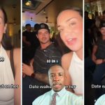 Woman's date leaves 30 seconds after seeing her with 3 people