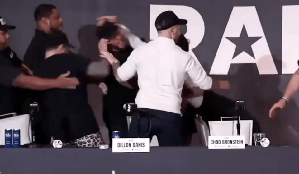 Arman Tsarukyan attacks Dillon Danis, sparking near riot at RAF 14 press conference