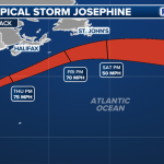 Subtropical Storm Josephine forms in the Atlantic as it heads toward the East Coast
