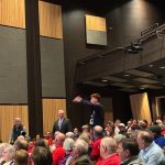 Who was the protester who interrupted the Susan Collins-Troy Jackson debate?