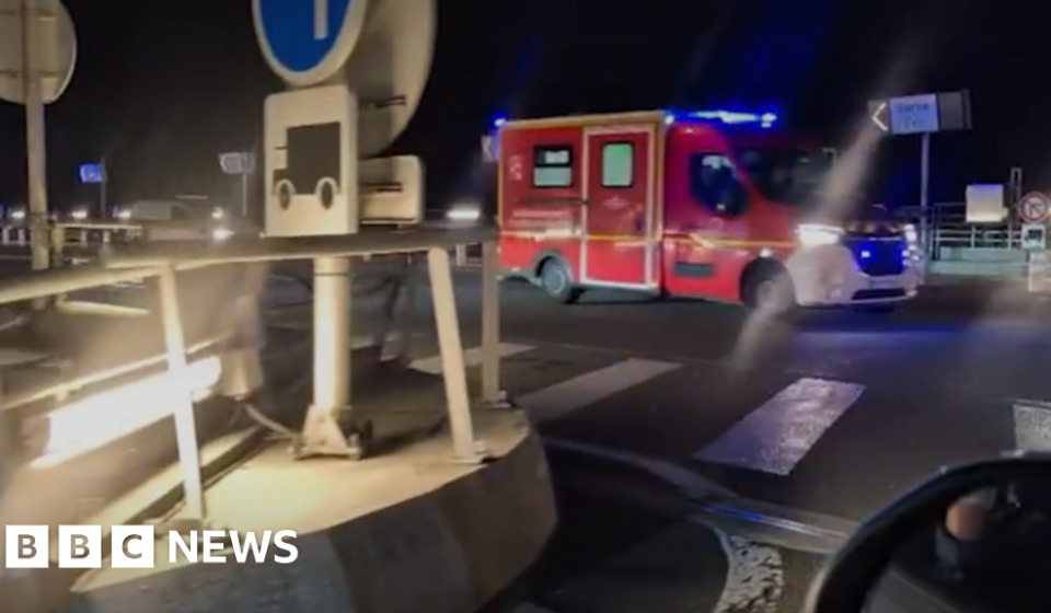 Bus hits stopped train on French side of Channel Tunnel, injuring 19 - BBC