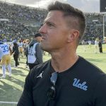 Celebration on UCLA Field; Chesney takes a moment to savor the victory