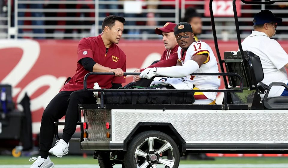 Commanders star Terry McLaurin was ruled out after suffering a knee injury early in the loss to the 49ers.