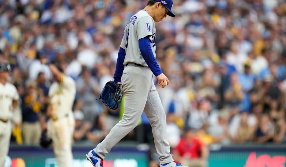 A rare and shocking stink from Yoshinobu Yamamoto, combined with another offensive no-show, puts the Dodgers in an 0-2 hole in NLCS against Brewers.