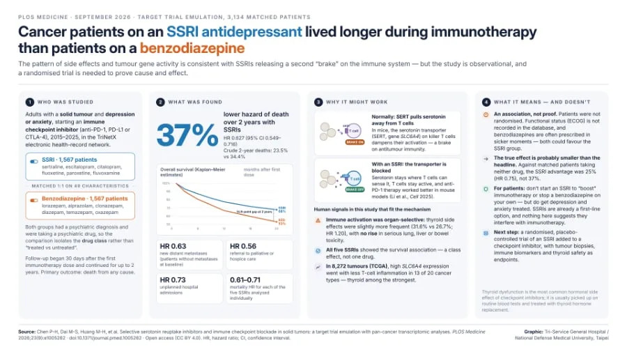 Common antidepressants may play an unexpected role in cancer survival