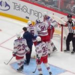 Igor Shesterkin leaves Rangers-Capitals game after scary lower-body injury
