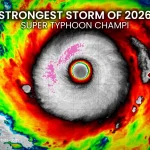 296 km/h: Super Typhoon Champi is now the most powerful storm on Earth in 2026