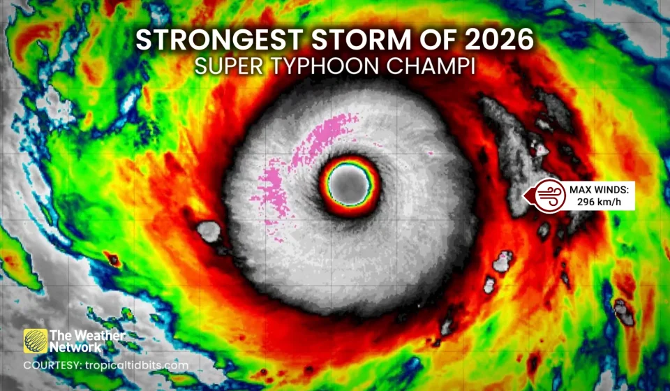 296 km/h: Super Typhoon Champi is now the most powerful storm on Earth in 2026