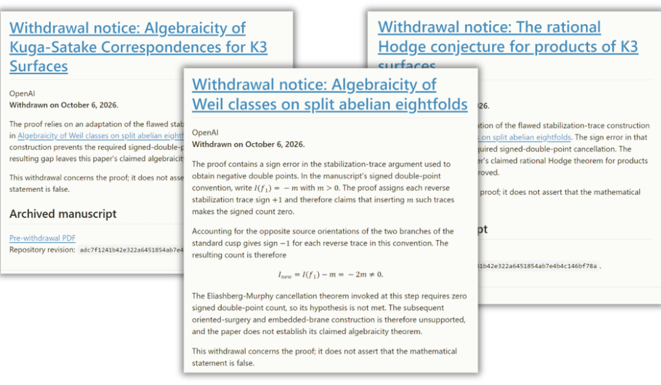 OpenAI withdraws three preprints per day after publishing 722 manuscripts on unsolved math problems – Retraction Watch