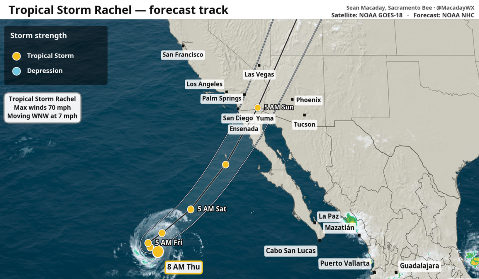 Tropical Storm Rachel expected to make landfall in the San Diego area