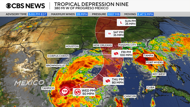 The tropical threat brewing in the Gulf could impact the United States in the form of a hurricane this weekend. See maps, possible path.